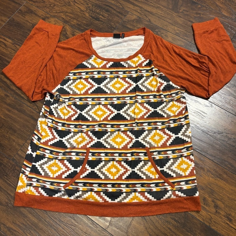 Cruel Denim Women’s AztecGeometric‎ Patterned Women's Sweatshirt XXL - Orange